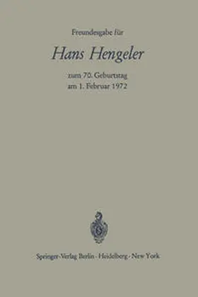 Bernhardt / Hefermehl / Schilling |  Freundesgabe für Hans Hengeler zum 70. Geburtstag am 1. Februar 1972 | eBook | Sack Fachmedien