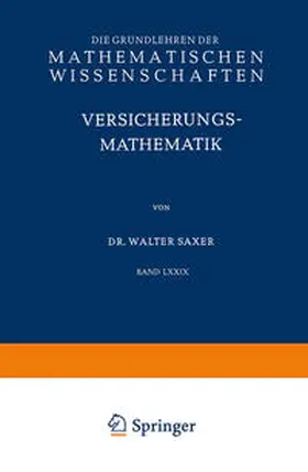 Saxer |  Versicherungsmathematik | eBook | Sack Fachmedien