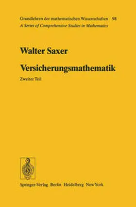 Saxer |  Versicherungsmathematik | eBook | Sack Fachmedien