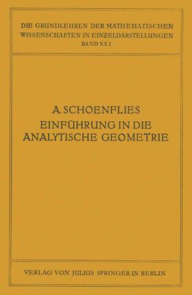 Schoenflies / Courant |  Einführung in die Analytische Geometrie der Ebene und des Raumes | Buch |  Sack Fachmedien
