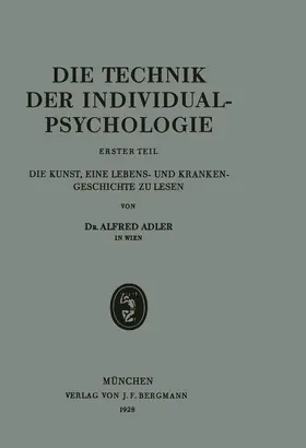 Adler |  Die Technik der Individualpsychologie | Buch |  Sack Fachmedien