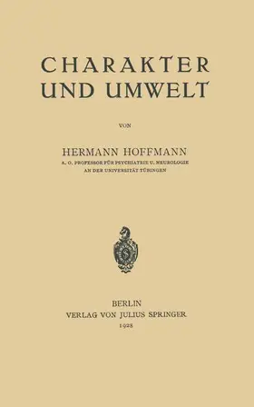 Hoffmann |  Charakter und Umwelt | Buch |  Sack Fachmedien