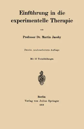 Jacoby |  Einführung in die experimentelle Therapie | Buch |  Sack Fachmedien