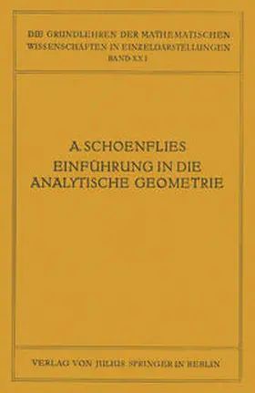 Schoenflies / Courant |  Einführung in die Analytische Geometrie der Ebene und des Raumes | eBook | Sack Fachmedien