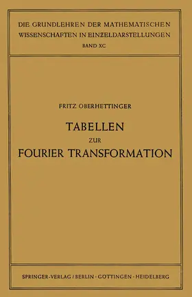 Oberhettinger |  Tabellen zur Fourier Transformation | Buch |  Sack Fachmedien