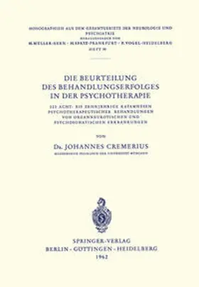 Cremerius |  Die Beurteilung des Behandlungserfolges in der Psychotherapie | eBook | Sack Fachmedien