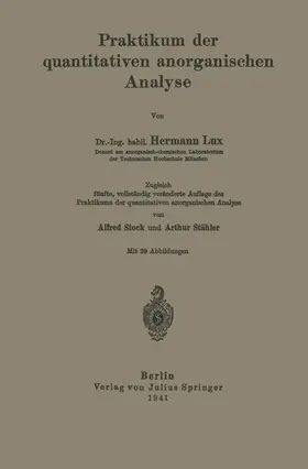 Lux |  Praktikum der quantitativen anorganischen Analyse | Buch |  Sack Fachmedien