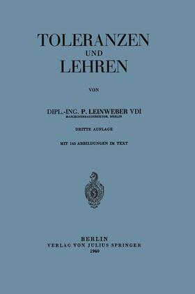 Leinweber |  Toleranzen und Lehren | Buch |  Sack Fachmedien