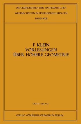 Klein / Blaschke / Courant |  Vorlesungen über Höhere Geometrie | Buch |  Sack Fachmedien