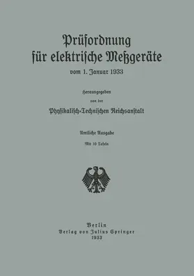 Physikalische-technische Reichsanstalt |  Prüfordnung für elektrische Meßgeräte | Buch |  Sack Fachmedien