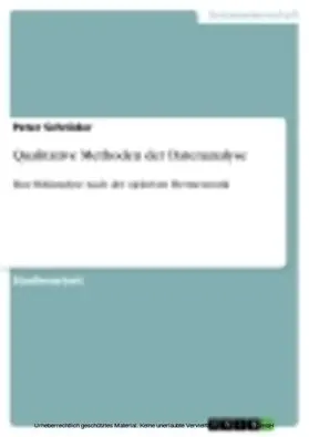 Schröder |  Qualitative Methoden der Datenanalyse | eBook | Sack Fachmedien