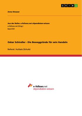 Strasser |  Oskar Schindler - Die Beweggründe für sein Handeln | eBook | Sack Fachmedien