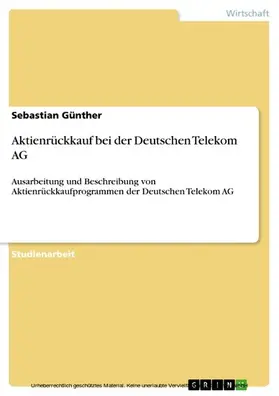 Günther |  Aktienrückkauf bei der Deutschen Telekom AG | eBook | Sack Fachmedien