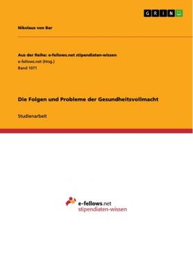 Bar |  Die Folgen und Probleme der Gesundheitsvollmacht | Buch |  Sack Fachmedien