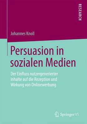 Knoll |  Persuasion in sozialen Medien | Buch |  Sack Fachmedien
