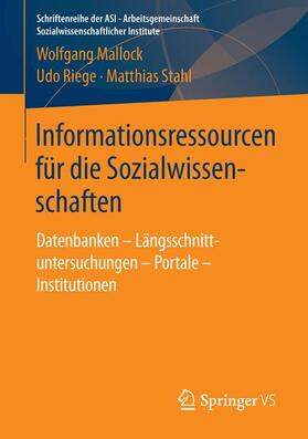 Mallock / Stahl / Riege |  Informationsressourcen für die Sozialwissenschaften | Buch |  Sack Fachmedien