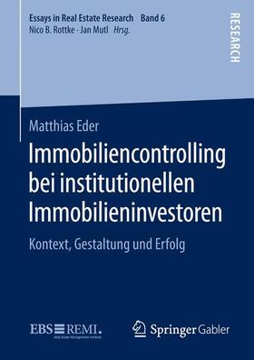 Eder |  Immobiliencontrolling bei institutionellen Immobilieninvestoren | Buch |  Sack Fachmedien