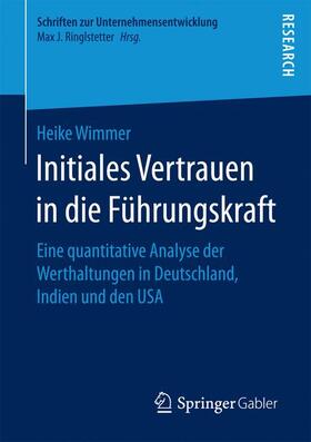 Wimmer |  Initiales Vertrauen in die Führungskraft | Buch |  Sack Fachmedien