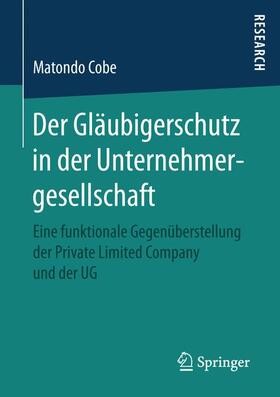 Cobe |  Der Gläubigerschutz in der Unternehmergesellschaft | Buch |  Sack Fachmedien