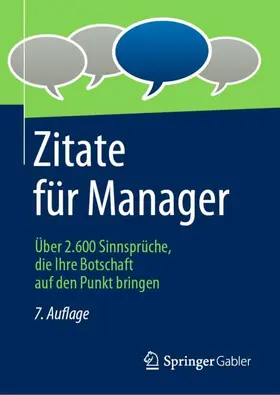 Springer Fachmedien Wiesbaden GmbH | Zitate für Manager | Buch | 978-3-658-34319-4 | sack.de