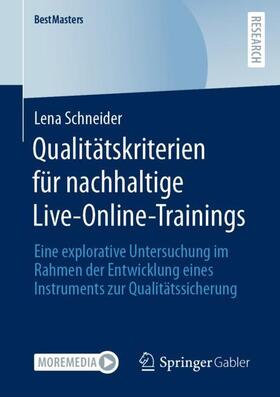 Schneider |  Qualitätskriterien für nachhaltige Live-Online-Trainings | Buch |  Sack Fachmedien