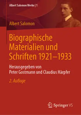 Gostmann / Salomon / Härpfer |  Biographische Materialien und Schriften 1921-1933 | eBook | Sack Fachmedien