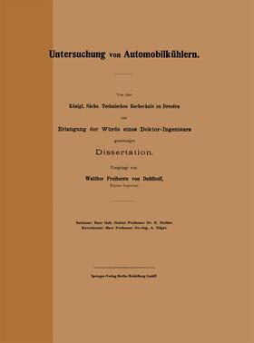 Doblhoff |  Untersuchung von Automobilkühlern | Buch |  Sack Fachmedien