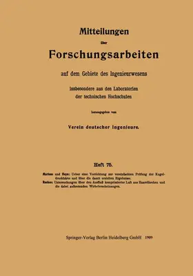 Martens / Ruckes / Heyn |  Mitteilungen über Forschungsarbeiten auf dem Gebiete des Ingenieurwesens | Buch |  Sack Fachmedien