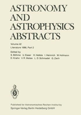 Böhme / Esser / Hefele |  Astronomy and Astrophysics Abstracts | Buch |  Sack Fachmedien