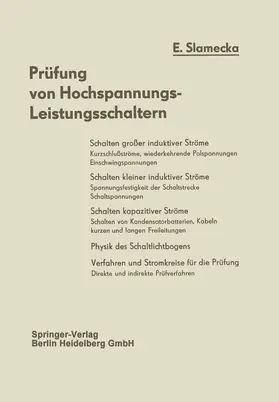 Slamecka |  Prüfung von Hochspannungs-Leistungsschaltern | Buch |  Sack Fachmedien