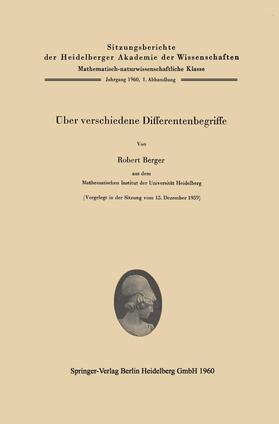 Berger |  Über verschiedene Differentenbegriffe | Buch |  Sack Fachmedien