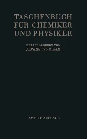 D'Ans / Lax |  Taschenbuch für Chemiker und Physiker | Buch |  Sack Fachmedien