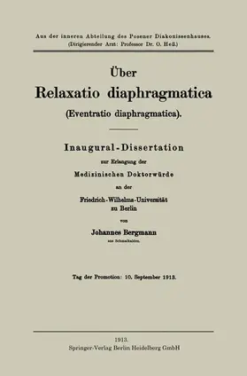 Bergmann |  Über Relaxatio diaphragmatica (Eventratio diaphragmatica) | Buch |  Sack Fachmedien