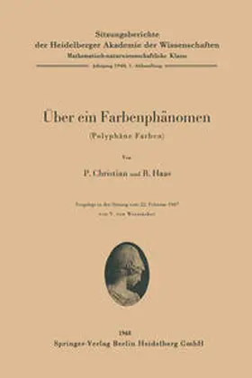 Christian / Haas |  Über ein Farbenphänomen | eBook | Sack Fachmedien