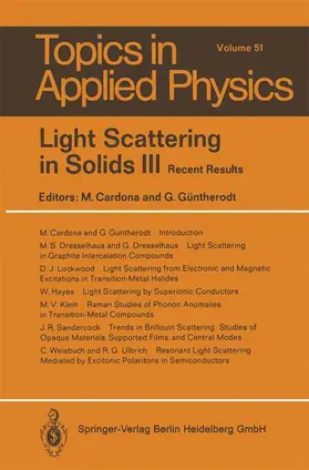 Güntherodt / Cardona |  Light Scattering in Solids III | Buch |  Sack Fachmedien