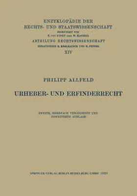 Allfeld |  Urheber- und Erfinderrecht | eBook | Sack Fachmedien