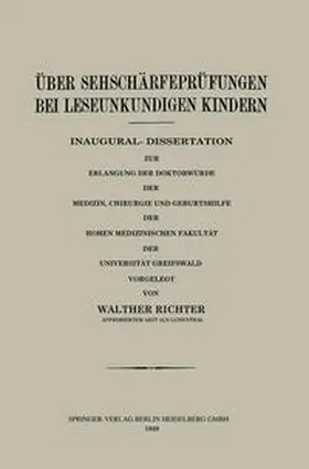 Richter / Löhlein / Schwarz |  Über Sehschärfeprüfungen bei Leseunkundigen Kindern | eBook | Sack Fachmedien