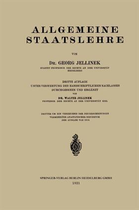 Jellinek |  Allgemeine Staatslehre | Buch |  Sack Fachmedien