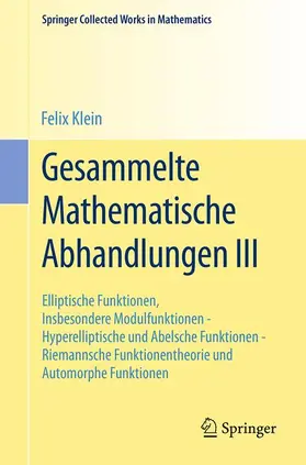 Klein / Vermeil / Fricke |  Gesammelte Mathematische Abhandlungen III | Buch |  Sack Fachmedien