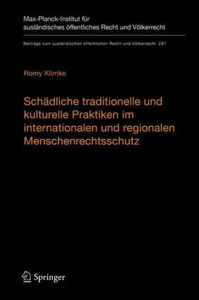 Klimke |  Schädliche traditionelle und kulturelle Praktiken im internationalen und regionalen Menschenrechtsschutz | Buch |  Sack Fachmedien
