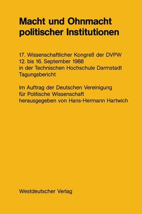 Hartwich |  Macht und Ohnmacht politischer Institutionen | Buch |  Sack Fachmedien