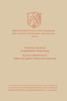 Georgii |  Aerophysikalische Flugforschung / Gelöste und ungelöste Probleme der Gasdynamik | Buch |  Sack Fachmedien