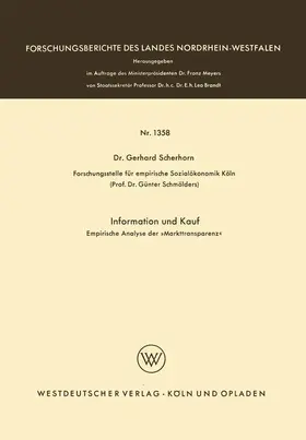 Scherhorn |  Information und Kauf | Buch |  Sack Fachmedien