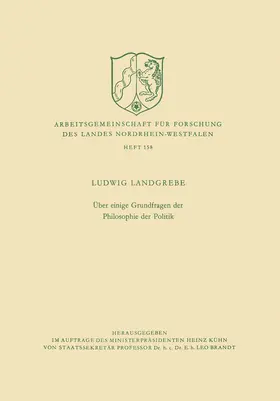 Landgrebe | Über einige Grundfragen der Philosophie der Politik | Buch | 978-3-663-00830-9 | sack.de