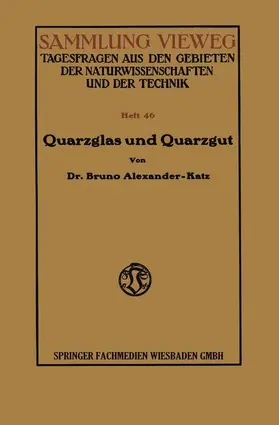 Alexander-Katz |  Quarzglas und Quarzgut | Buch |  Sack Fachmedien