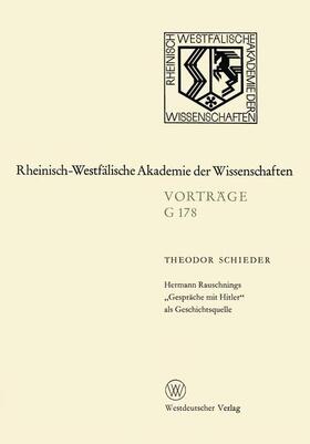 Schieder |  Schieder, T: Hermann Rauschnings ¿Gespräche mit Hitler¿ als | Buch |  Sack Fachmedien