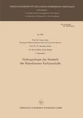 Lotze / Semmler / Kötter | Hydrogeologie des Westteils der Ibbenbürener Karbonscholle | E-Book | sack.de