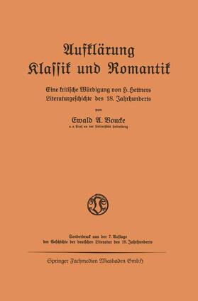 Boucke |  Aufklärung Klassik und Romantik | Buch |  Sack Fachmedien