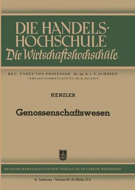 Henzler |  Genossenschaftswesen | Buch |  Sack Fachmedien
