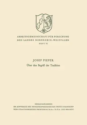 Pieper |  Über den Begriff der Tradition | Buch |  Sack Fachmedien